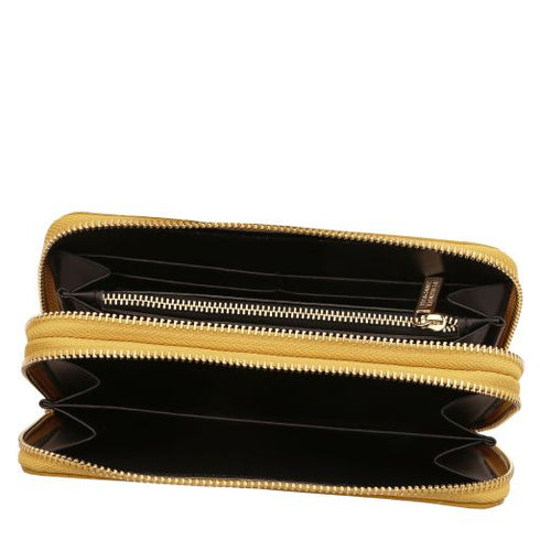Ada - Double zip around soft leather wallet